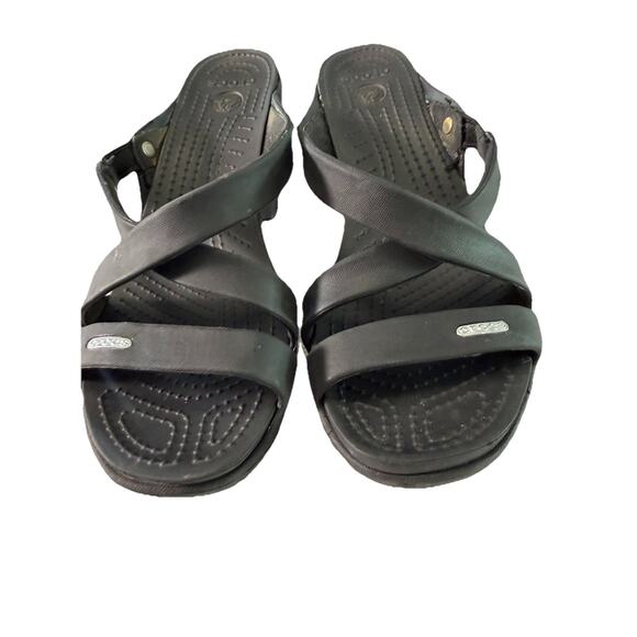 Crocs Cypress IV Strappy Sandal Heels Black Women’s Size 8 - Picture 3 of 7